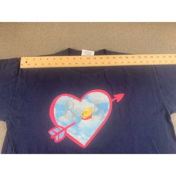 Vintage Pooh Disney Men's Size Medium Navy Heart Cupid Graphic T Shirt - Picture 7 of 11